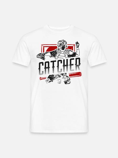 Baseball Fan Catcher Vintage - Männer T-Shirt - Weiß