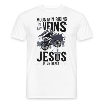 Enduro MTB Mountain Bike Riding - Men's T-Shirt - white - Front - AI Model Male 178 dark (178cm)