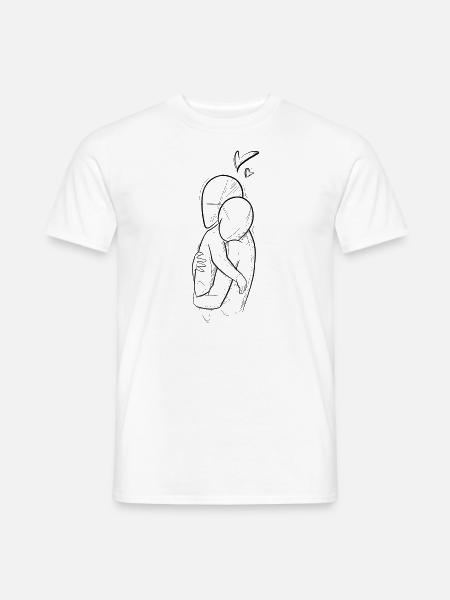 Mütterliche oder väterliche Liebe - Skizzenzeichnung - Männer T-Shirt - Weiß