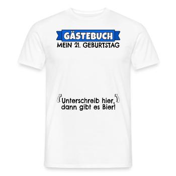 21. Geburtstag Gästebuch 21 Jahre alt Geschenk - Männer T-Shirt - Weiß - Vorne - AI Model Male 178 dark (178cm)
