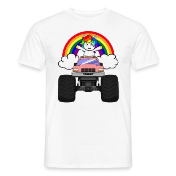 Monster Truck Unicorn Rainbow Clouds I Gift - Men's T-Shirt - white - Front - AI Model Male 178 dark (178cm)