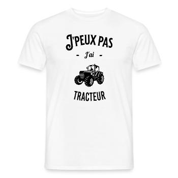 J'peux pas j'ai TRACTEUR - T-shirt homme - blanc - Devant - AI Model Male 178 dark (178cm)