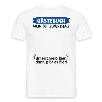 38. Geburtstag Gästebuch 38 Jahre alt Geschenk - Männer T-Shirt - Weiß - Vorne - AI Model Male 178 dark (178cm)