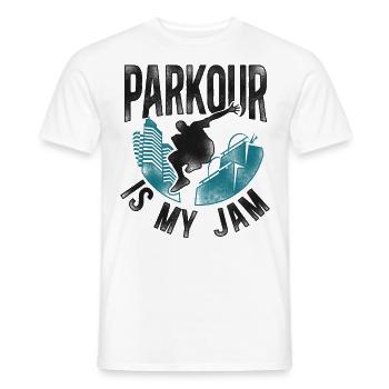 Parkour Free Running Traceur - T-shirt homme - blanc - Devant - AI Model Male 178 dark (178cm)