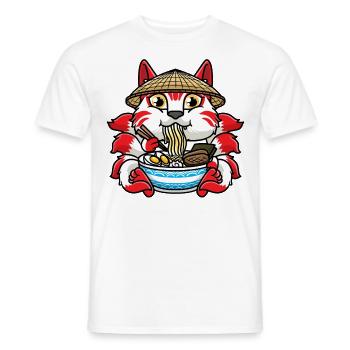 Kitsune Isst Ramen-nudeln Anime - Männer T-Shirt - Weiß - Vorne - AI Model Male 178 dark (178cm)
