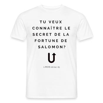 TU VEUX CONNAITRE LE SECRET DE SALOMON - T-shirt homme - blanc - Devant - AI Model Male 178 dark (178cm)