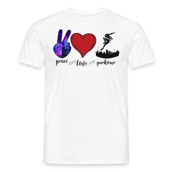 Parkour Free Running Traceur Fille - T-shirt homme - blanc - Devant - AI Model Male 178 dark (178cm)