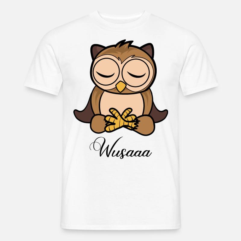 Auszeit Durchatmen Wusaaa Eule - Männer T-Shirt - Weiß