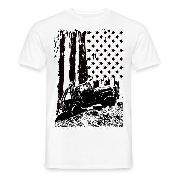AMERICAN OFFROADER 4X4 DRAPEAU DES ÉTATS-UNIS - T-shirt homme - blanc - Devant - AI Model Male 178 dark (178cm)