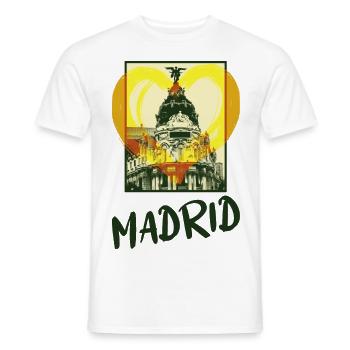 Madrid Spain City Skyline Heart Love Home - Men's T-Shirt - white - Front - AI Model Male 178 dark (178cm)