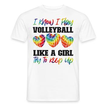 Joueuse de volleyball Team Girl Tie - T-shirt homme - blanc - Devant - AI Model Male 178 dark (178cm)