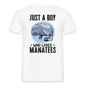 Boy of manatees loves marine mammal manatee - Men's T-Shirt - white - Front - AI Model Male 178 dark (178cm)