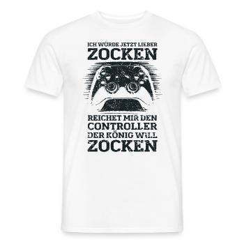 Der König will zocken Gamer Spruch mit Controller - Männer T-Shirt - Weiß - Vorne - AI Model Male 178 dark (178cm)