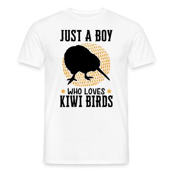 Only a boy who loves kiwi birds - Men's T-Shirt - white - Front - AI Model Male 178 dark (178cm)
