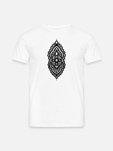 Ziermandala - schwarze Fettlinie - Männer T-Shirt - Weiß