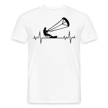 Kitesurfing Kiteboarding Kitesurf Heartbeat Pulse - Men's T-Shirt - white - Front - AI Model Male 178 dark (178cm)