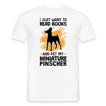 Dwarf Pinscher stroke and read Pinscher - Men's T-Shirt - white - Front - AI Model Male 178 dark (178cm)