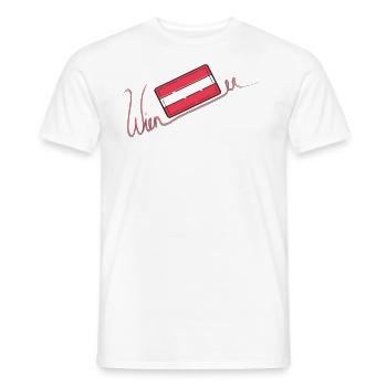 Lettrage viennois avec drapeau autrichien - T-shirt homme - blanc - Devant - AI Model Male 178 dark (178cm)