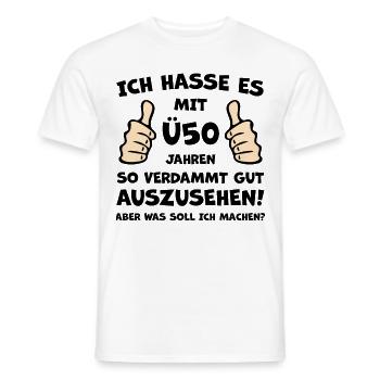 Ü50 Geburtstagsgruß Jubiläum - Männer T-Shirt - Weiß - Vorne - AI Model Male 178 dark (178cm)