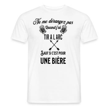 Ne pas déranger sauf pour une bière TIR A L ARC - T-shirt homme - blanc - Devant - AI Model Male 178 dark (178cm)