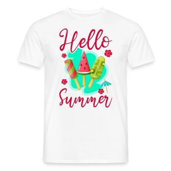 Ice Cream Popsicle Hello Summer - Men's T-Shirt - white - Front - AI Model Male 178 dark (178cm)