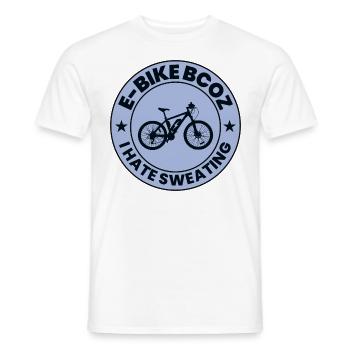E-Bike Electric-Bike E-Cyclist Bicycling Rider - Men's T-Shirt - white - Front - AI Model Male 178 dark (178cm)