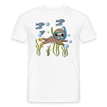 Scuba Diving Sloth Lazy Animal Diving I Gift - Men's T-Shirt - white - Front - AI Model Male 178 dark (178cm)