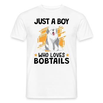 Boy the Bobtail loves Old English Shepherd - Men's T-Shirt - white - Front - AI Model Male 178 dark (178cm)