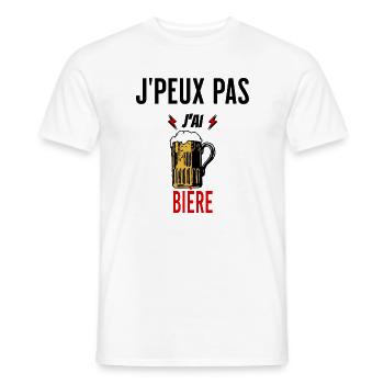 J'peux pas j'ai bière phrase humoristique - T-shirt homme - blanc - Devant - AI Model Male 178 dark (178cm)