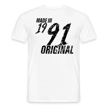 Fait en 1991 Année de naissance 1991 Anniversaire Femmes - T-shirt homme - blanc - Devant - AI Model Male 178 dark (178cm)