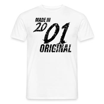 Made in 2001 Year of birth 2001 Birthday Women - Men's T-Shirt - white - Front - AI Model Male 178 dark (178cm)