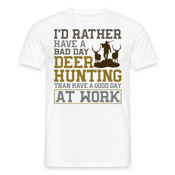 Chasseur de cerfs buck J’aurais - T-shirt homme - blanc - Devant - AI Model Male 178 dark (178cm)