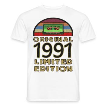 1991 Vintage Rétro - T-shirt homme - blanc - Devant - AI Model Male 178 dark (178cm)