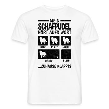 Schafpudel Hundetricks zotthaariger Hütepudel - Männer T-Shirt - Weiß - Vorne - AI Model Male 178 dark (178cm)