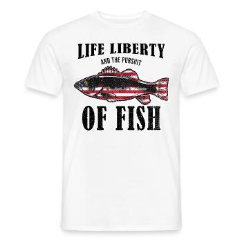Life Liberty & The Pursuit Of Fish USA Fishing - Men's T-Shirt - white - Front - AI Model Male 178 dark (178cm)
