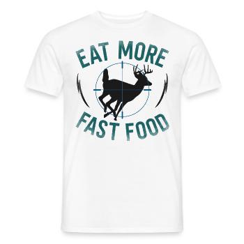 Chasseur de cerfs buck mange plus - T-shirt homme - blanc - Devant - AI Model Male 178 dark (178cm)
