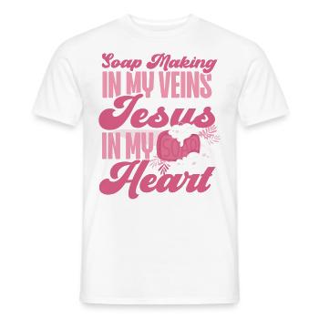 Fabrication de savon Fabrication de jésus Foi - T-shirt homme - blanc - Devant - AI Model Male 178 dark (178cm)