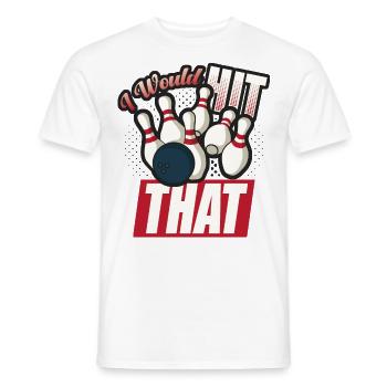 Ich würde diesen lustigen Bowling-Retro-Bowler treffen - Männer T-Shirt - Weiß - Vorne - AI Model Male 178 dark (178cm)