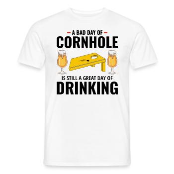 Cornhole Drinking Bean Bag Toss Jeu de pelouse en plein air - T-shirt homme - blanc - Devant - AI Model Male 178 dark (178cm)