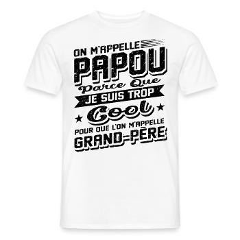 Papou Fete Des Grand Pères Papy - T-shirt homme - blanc - Devant - AI Model Male 178 dark (178cm)