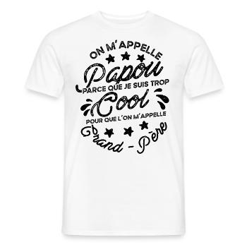 Papou Fete Des Grand Pères Papy - T-shirt homme - blanc - Devant - AI Model Male 178 dark (178cm)