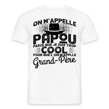 Papou Fete Des Grand Pères Papy - T-shirt homme - blanc - Devant - AI Model Male 178 dark (178cm)