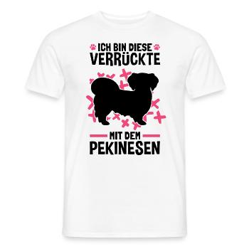 Verrückte mit Pekinese Peking-Palasthund - Männer T-Shirt - Weiß - Vorne - AI Model Male 178 dark (178cm)
