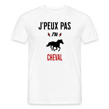 J'peux pas j'ai cheval phrase humoristique - T-shirt homme - blanc - Devant - AI Model Male 178 dark (178cm)