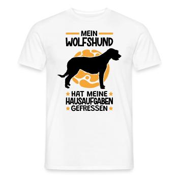 Irischer Wolfshund hat Hausaufgaben gefressen - Männer T-Shirt - Weiß - Vorne - AI Model Male 178 dark (178cm)