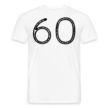 60 - Numéro - Anniversaire - T-shirt homme - blanc - Devant - AI Model Male 178 dark (178cm)