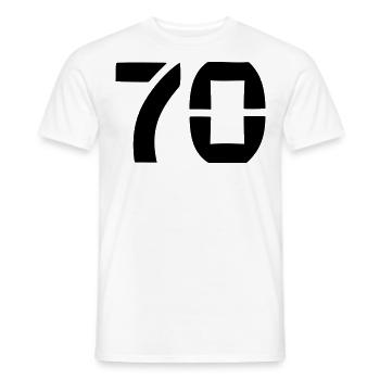 70 - Numéro - Anniversaire - T-shirt homme - blanc - Devant - AI Model Male 178 dark (178cm)