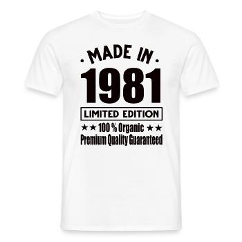 Fabriqué en 1981 Vintage Retro Limited Edition - T-shirt homme - blanc - Devant - AI Model Male 178 dark (178cm)