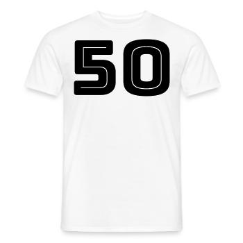 Numéro 50 - Anniversaire - Numéro de maillot - T-shirt homme - blanc - Devant - AI Model Male 178 dark (178cm)