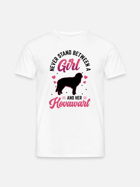 Steh nie zwischen Mädchen und ihrem Hovawart - Männer T-Shirt - Weiß